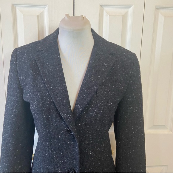 BCBG Black Blazer Jacket with White Speckling Career Office sz 4 - Picture 3 of 8